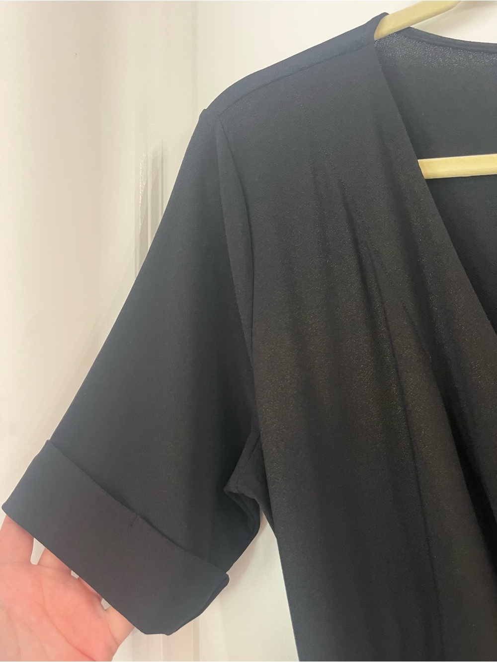 Apt. 9 Womens Dress Black Wrap Dress with Tie V Neck Short Sleeves Size Large - Picture 3 of 6